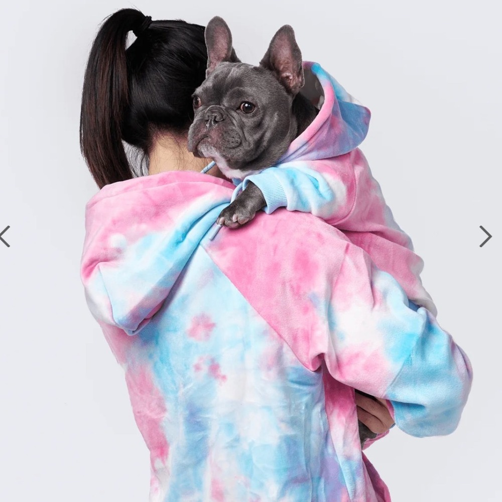 SparkPaws Hoodie Set for Dog and Human! Cotton Candy Tie Dye Velvet Velour! NWT